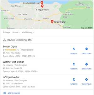Google 'Local Pack' listing shown above search results