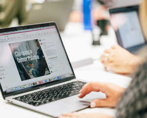 laptop showing original content and images