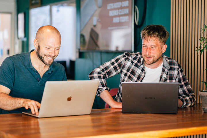 Rob Swan and Steve Towells working on a project