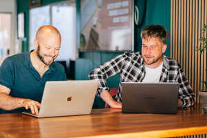 Rob Swan and Steve Towells working on a project